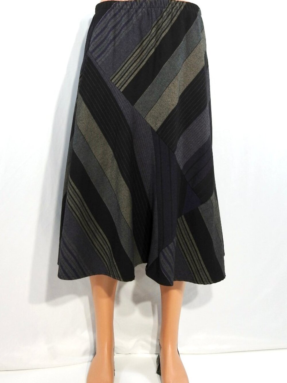 Cato 14/16W Black Purple Lined Skirt Flouncy Midi